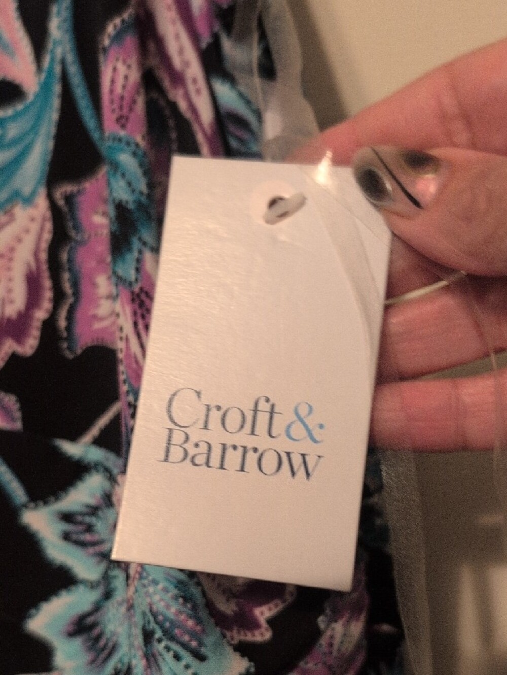 croft & barrow Black Maxi Dress with Teal and Purple Floral Print - Picture 2 of 6